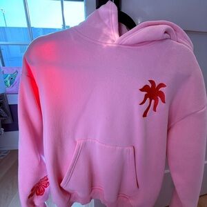 Pink Palm Puff Light Pink Hoodie
